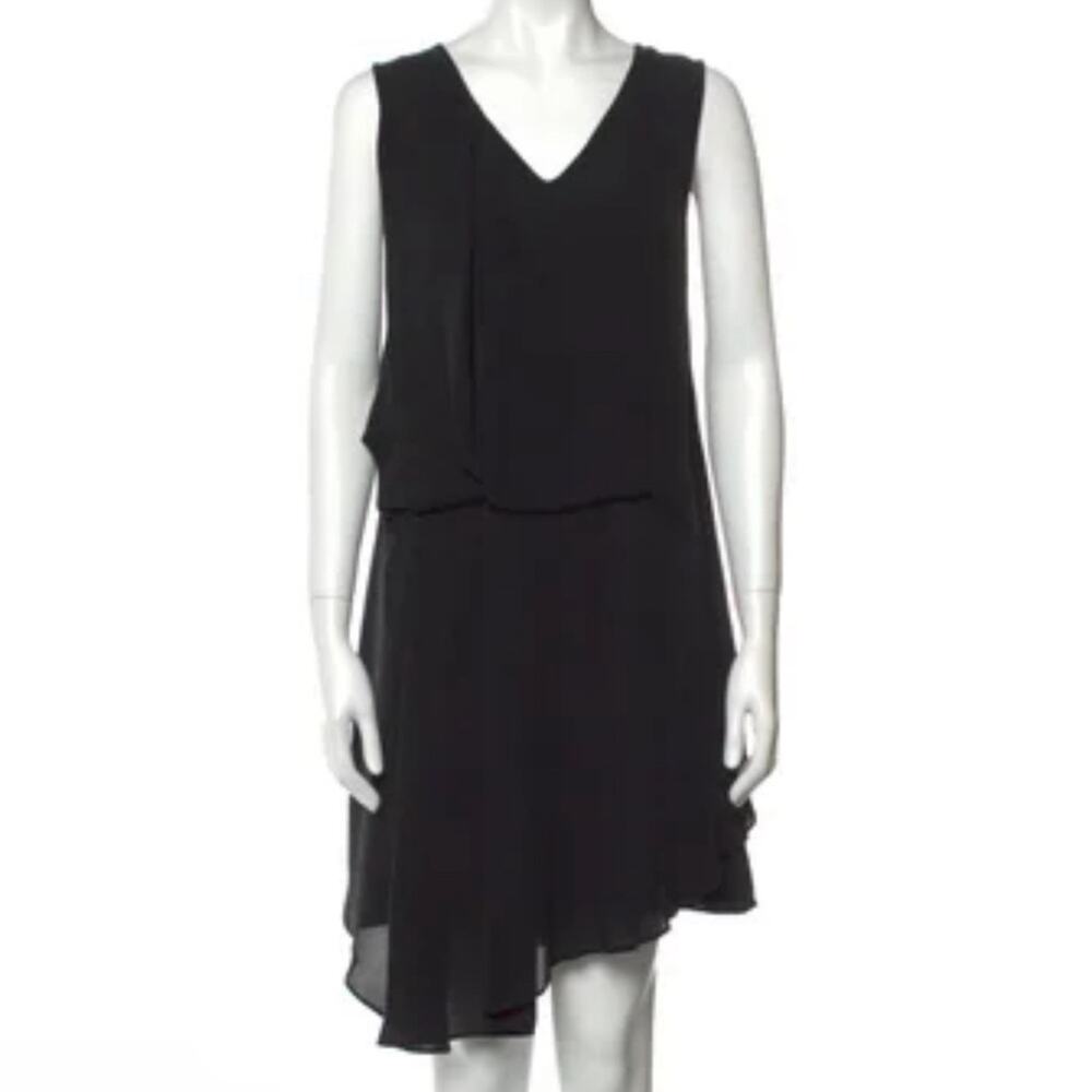 Ulla Johnson 100% Silk Black Drapey Asymmetrical Sleeveless Dress Size 8
